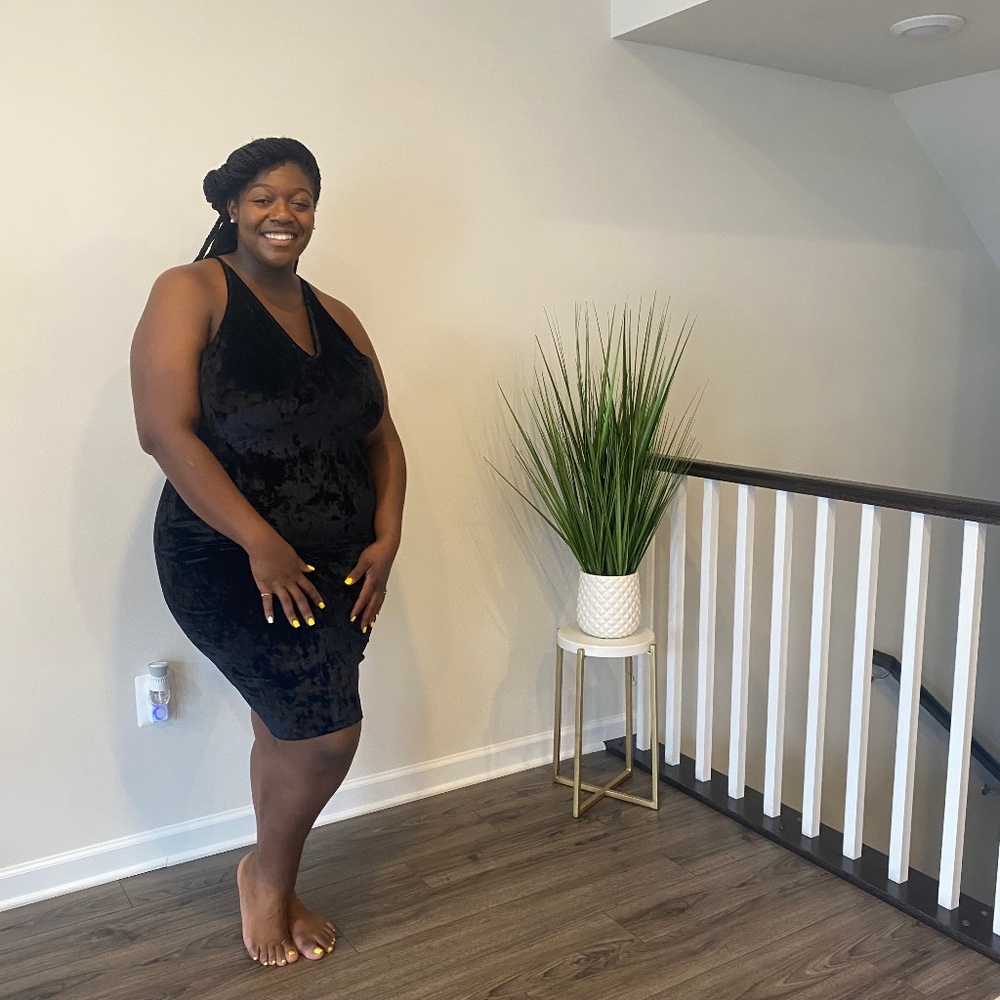 ASOPH Black Velvet Spaghetti Strap Dress